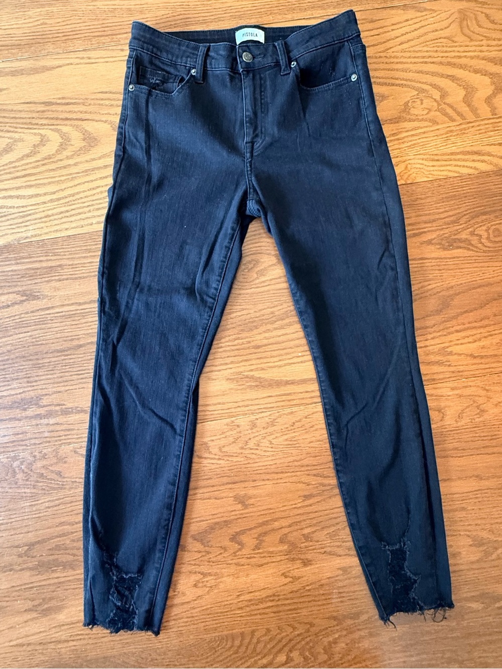 Pistola Black Skinny Jeans with Distressed Ankles